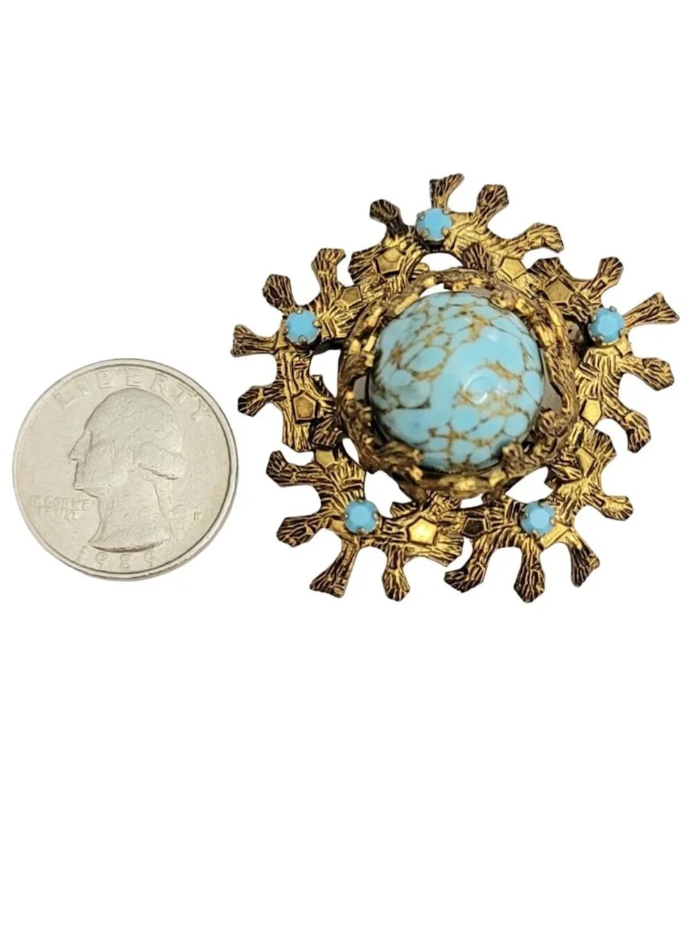 Germany, Austria Style Turquoise-Color Cluster Brooch, M249